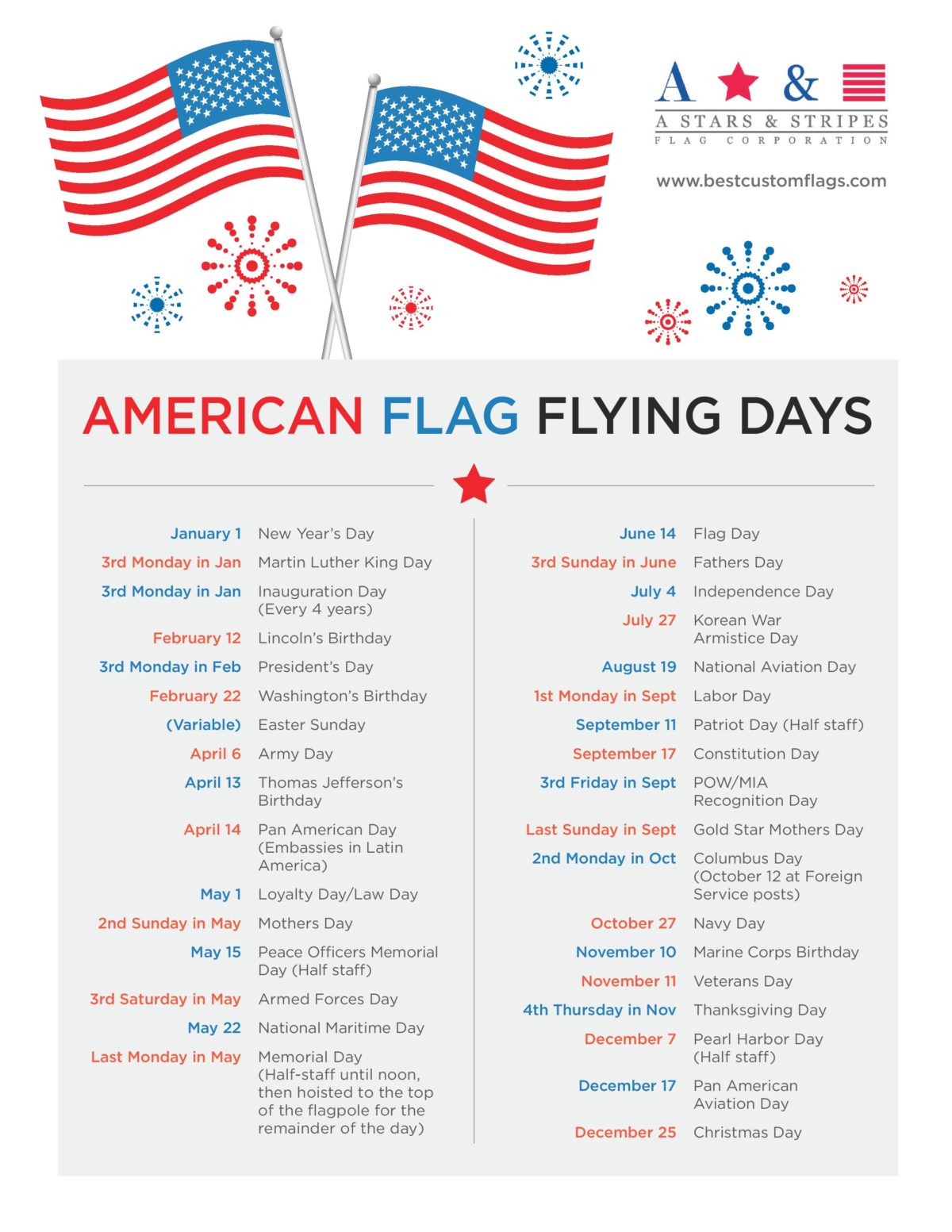American Flag Flying Days